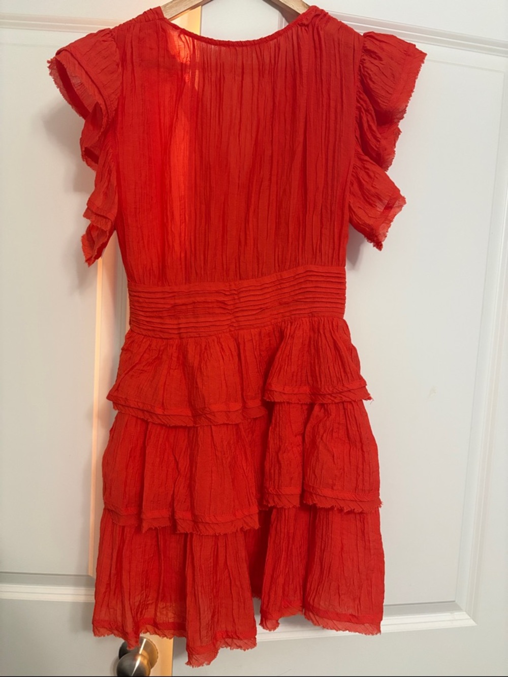 Red Ruffled V-Neck Mini Dress - Picture 2 of 2